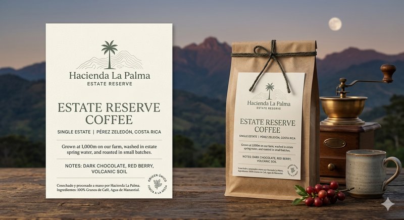 Hacienda La Palma Estate Reserve Coffee packaging